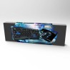 E-blue Polygon zestaw klawiatura przewodowa (USB) US, czarno-niebieski z myszką Cobra II, do gry, z podkładką Mazer Marface S ro