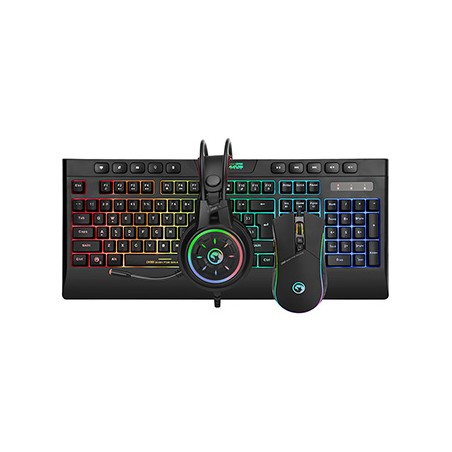 Marvo CM305 RGB zestaw klawiatura przewodowa (USB) CZ/SK, czarna + mysz i słuchawki dla graczy, do gry, membranowa rodzaj RGB po