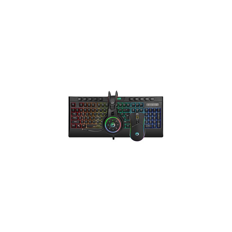 Marvo CM305 RGB zestaw klawiatura przewodowa (USB) US, czarna + mysz i słuchawki dla graczy, do gry, membranowa rodzaj RGB podśw