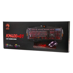 Marvo KM400 zestaw klawiatura przewodowa (USB) CZ/SK, czarna + mysz i podkładka dla graczy, do gry, membranowa rodzaj podświetlo