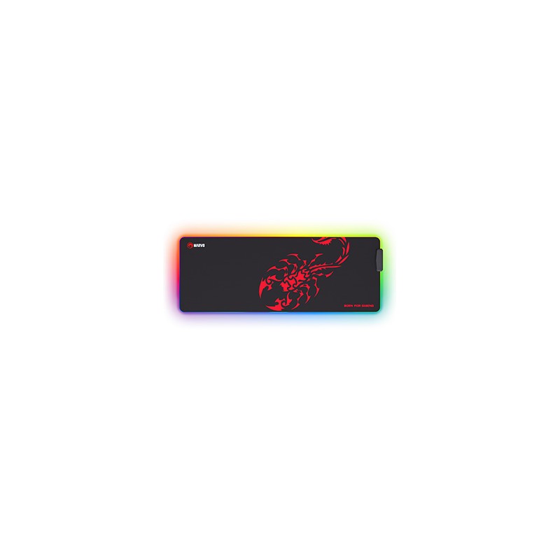 RGB Podkładka pod mysz, SCORP XL, czarna, 800 x 300 mm, 4 mm, Marvo, Hub USB