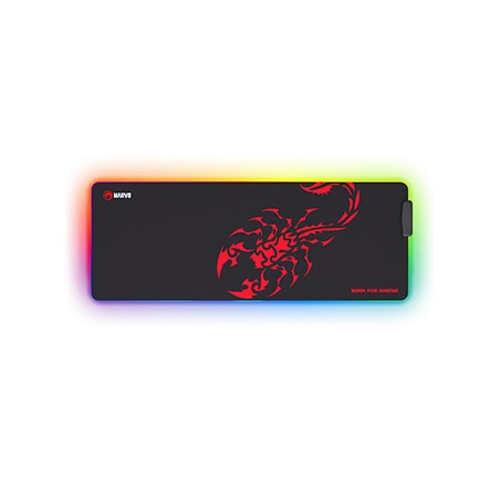 RGB Podkładka pod mysz, SCORP XL, czarna, 800 x 300 mm, 4 mm, Marvo, Hub USB