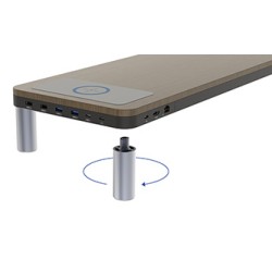 Powerton ERGO DOKY Podstawa pod monitor z stacją dokującą, szary + dekor z ciemnego drewna, ergo