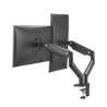 ULTRADESK BRANCH Double Regulowany uchwyt na 2 monitory, czarny, 20KG, mocowanie na zacisk, 17"-32", 75x75/100x100