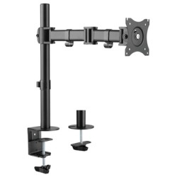 ULTRADESK SKELETON Single Regulowany uchwyt na monitor, czarny, 2-9KG, mocowanie na zacisk, 17"-30", 75x75/100x100