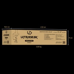 ULTRADESK SKELETON Single Regulowany uchwyt na monitor, czarny, 2-9KG, mocowanie na zacisk, 17"-30", 75x75/100x100