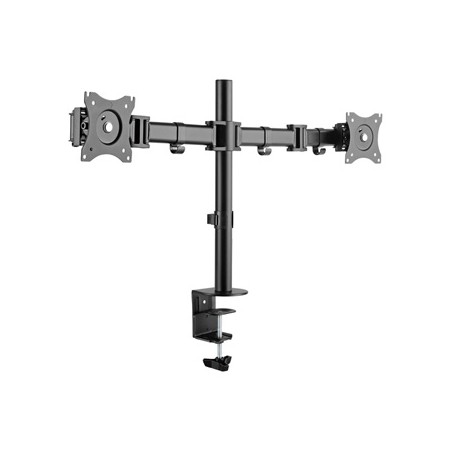 ULTRADESK SKELETON Double Regulowany uchwyt na 2 monitory, czarny, 16KG, mocowanie na zacisk, 17"-30", 75x75/100x100