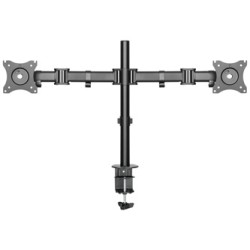 ULTRADESK SKELETON Double Regulowany uchwyt na 2 monitory, czarny, 16KG, mocowanie na zacisk, 17"-30", 75x75/100x100