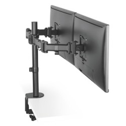 ULTRADESK SKELETON Double Regulowany uchwyt na 2 monitory, czarny, 16KG, mocowanie na zacisk, 17"-30", 75x75/100x100
