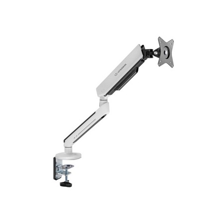 ULTRADESK OFFSHOOT Single Regulowany uchwyt na monitor, biały, 9KG, mocowanie na zacisk, 17"-32", 75x75/100x100