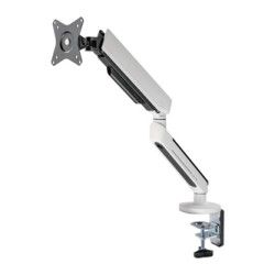 ULTRADESK OFFSHOOT Single Regulowany uchwyt na monitor, biały, 9KG, mocowanie na zacisk, 17"-32", 75x75/100x100