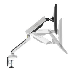 ULTRADESK OFFSHOOT Single Regulowany uchwyt na monitor, biały, 9KG, mocowanie na zacisk, 17"-32", 75x75/100x100