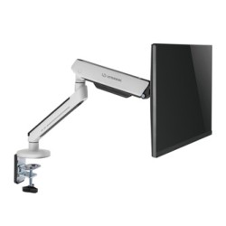 ULTRADESK OFFSHOOT Single Regulowany uchwyt na monitor, biały, 9KG, mocowanie na zacisk, 17"-32", 75x75/100x100