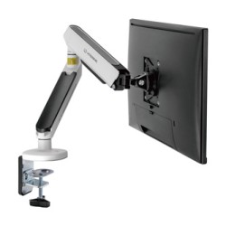 ULTRADESK OFFSHOOT Single Regulowany uchwyt na monitor, biały, 9KG, mocowanie na zacisk, 17"-32", 75x75/100x100