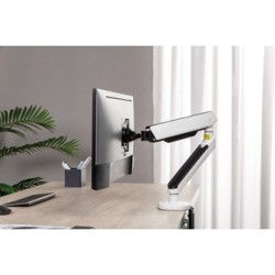 ULTRADESK OFFSHOOT Single Regulowany uchwyt na monitor, biały, 9KG, mocowanie na zacisk, 17"-32", 75x75/100x100