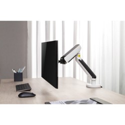 ULTRADESK OFFSHOOT Single Regulowany uchwyt na monitor, biały, 9KG, mocowanie na zacisk, 17"-32", 75x75/100x100