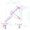 ULTRADESK OFFSHOOT Single Regulowany uchwyt na monitor, biały, 9KG, mocowanie na zacisk, 17"-32", 75x75/100x100