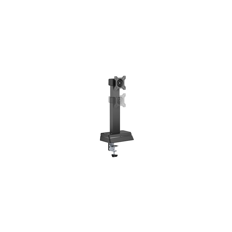 Powerton ERGO LEVION Uchwyt monitora z automatycznie regulowaną wysokością, czarna, 10KG, zacisk, 17"-32", ładowarka indukcyjna