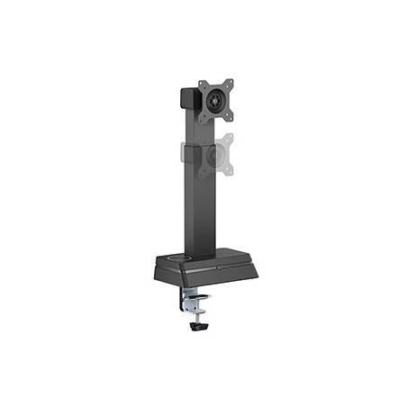 Powerton ERGO LEVION Uchwyt monitora z automatycznie regulowaną wysokością, czarna, 10KG, zacisk, 17"-32", ładowarka indukcyjna