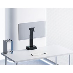 Powerton ERGO LEVION Uchwyt monitora z automatycznie regulowaną wysokością, czarna, 10KG, zacisk, 17"-32", ładowarka indukcyjna