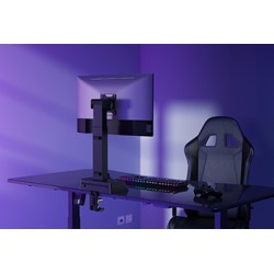 Powerton ERGO LEVION Uchwyt monitora z automatycznie regulowaną wysokością, czarna, 10KG, zacisk, 17"-32", ładowarka indukcyjna