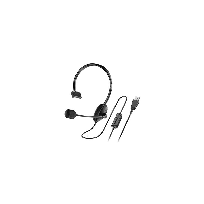 Genius HS-100U słuchawki z mikrofonem, przewodowa, czarna, 2.0, Na głowę, USB