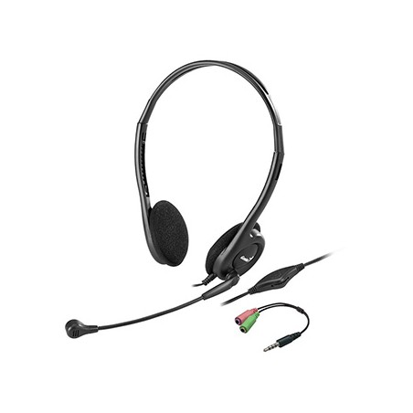 Genius HS-200C słuchawki z mikrofonem + pojedynczy adapter Jack, przewodowa, czarna, USB