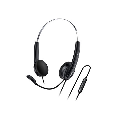 Genius HS-220U AI słuchawki z mikrofonem, przewodowa, czarna, 2.0, zamykane, USB - C