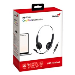 Genius HS-220U AI słuchawki z mikrofonem, przewodowa, czarna, 2.0, zamykane, USB - C