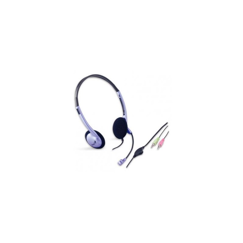 Genius HS-02B słuchawki z mikrofonem, przewodowa, czarno-srebrna, 2x 3.5 mm jack