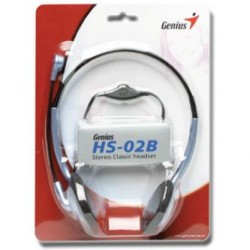 Genius HS-02B słuchawki z mikrofonem, przewodowa, czarno-srebrna, 2x 3.5 mm jack