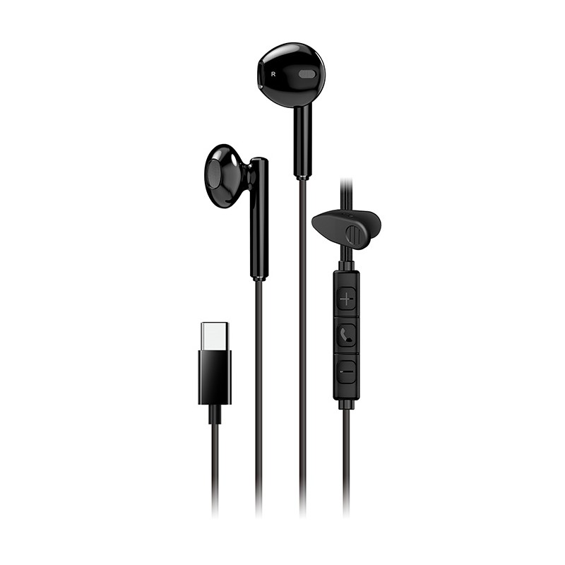 Genius HS-M366 słuchawki z mikrofonem, czarna, 360°obrotowy klips, USB Type-C