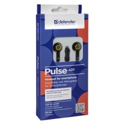 Defender Pulse 420 słuchawki z mikrofonem, przewodowa, czarno-zółte, douszne, 3.5 mm jack