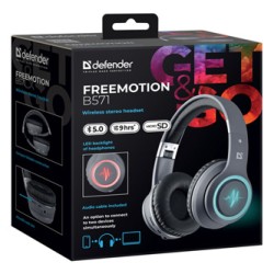 Defender FreeMotion B571 słuchawki z mikrofonem, bezprzewodowa, szara, 2.0, 40 mm przetworniki typ micro-USB