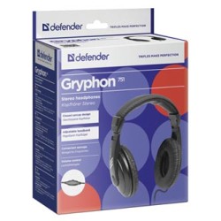 Defender Gryphon 751 słuchawki, przewodowa, czarna, zamykane, 3.5 mm jack