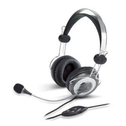 Genius HS-04SU słuchawki z mikrofonem, przewodowa, czarno-srebrna, 3.5 mm jack