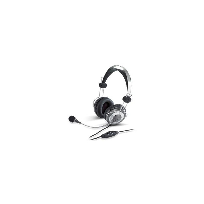 Genius HS-04SU słuchawki z mikrofonem, przewodowa, czarno-srebrna, 3.5 mm jack