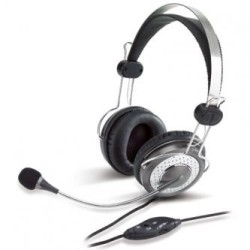 Genius HS-04SU słuchawki z mikrofonem, przewodowa, czarno-srebrna, 3.5 mm jack