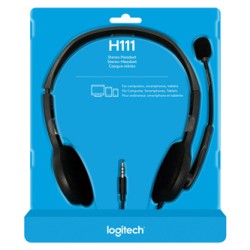 Logitech Stereo H111 słuchawki z mikrofonem, przewodowa, czarna