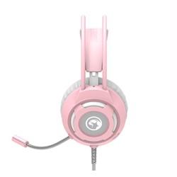 Marvo HG8936 słuchawki z mikrofonem, przewodowa, różowa, podświetlona, 3.5 mm jack + USB