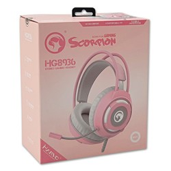 Marvo HG8936 słuchawki z mikrofonem, przewodowa, różowa, podświetlona, 3.5 mm jack + USB