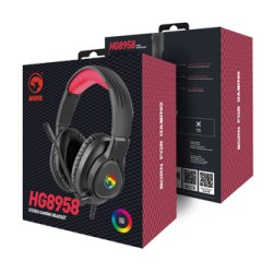 Marvo HG8958 słuchawki z mikrofonem, przewodowa, czarna, do gry, 3.5 mm jack + rozdvojka + USB