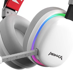 Marvo MONKA ECHO słuchawki z mikrofonem, biała, podświetlona, Tri-mode