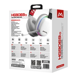Marvo MONKA ECHO słuchawki z mikrofonem, biała, podświetlona, Tri-mode