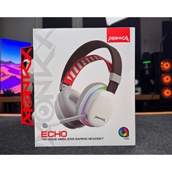 Marvo MONKA ECHO słuchawki z mikrofonem, biała, podświetlona, Tri-mode