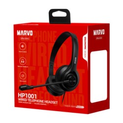 Marvo HP1001 słuchawki z mikrofonem, przewodowa, czarna, 2 x 3.5 mm Jack