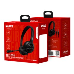 Marvo HP1001 słuchawki z mikrofonem, przewodowa, czarna, 2 x 3.5 mm Jack