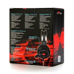 Red Fighter H3 słuchawki z mikrofonem, przewodowa, czarno-czerwona, dla graczy, podświetlenie, 2x 3.5 mm jack + USB