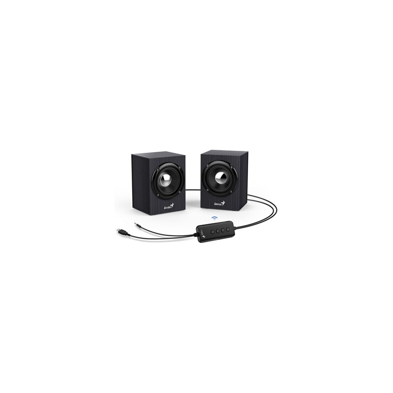 Genius głośniki SP-HF385BT, 2.0, 4W, czarne, regulacja głośności, BT, drewniane, 3,5 mm jack/ bluetooth, 150Hz-20kHz