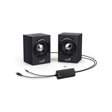 Genius głośniki SP-HF385BT, 2.0, 4W, czarne, regulacja głośności, BT, drewniane, 3,5 mm jack/ bluetooth, 150Hz-20kHz